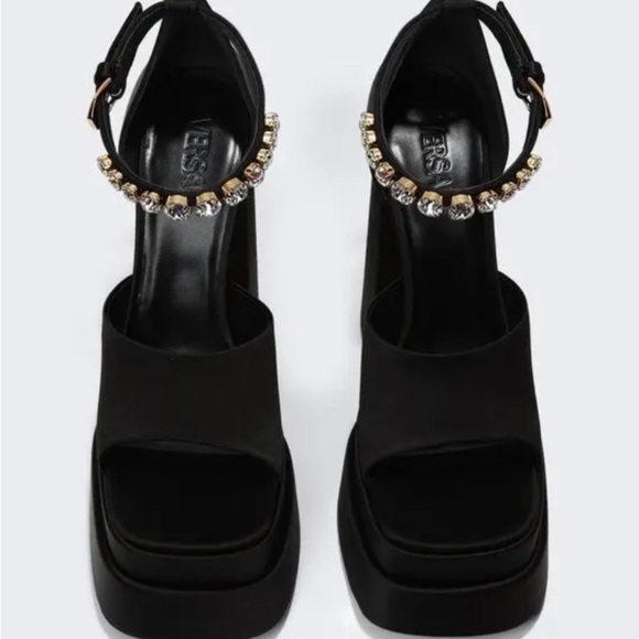 Versace Medusa Aevitas Satin Platform Heels with embellished Ankle Strap $1,085 - Picture 2 of 13